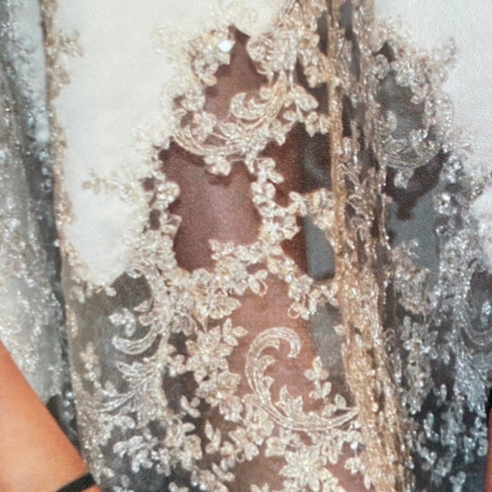 Wedding, Off-White Satin w/ Lace Inlay - Picture 7 of 8
